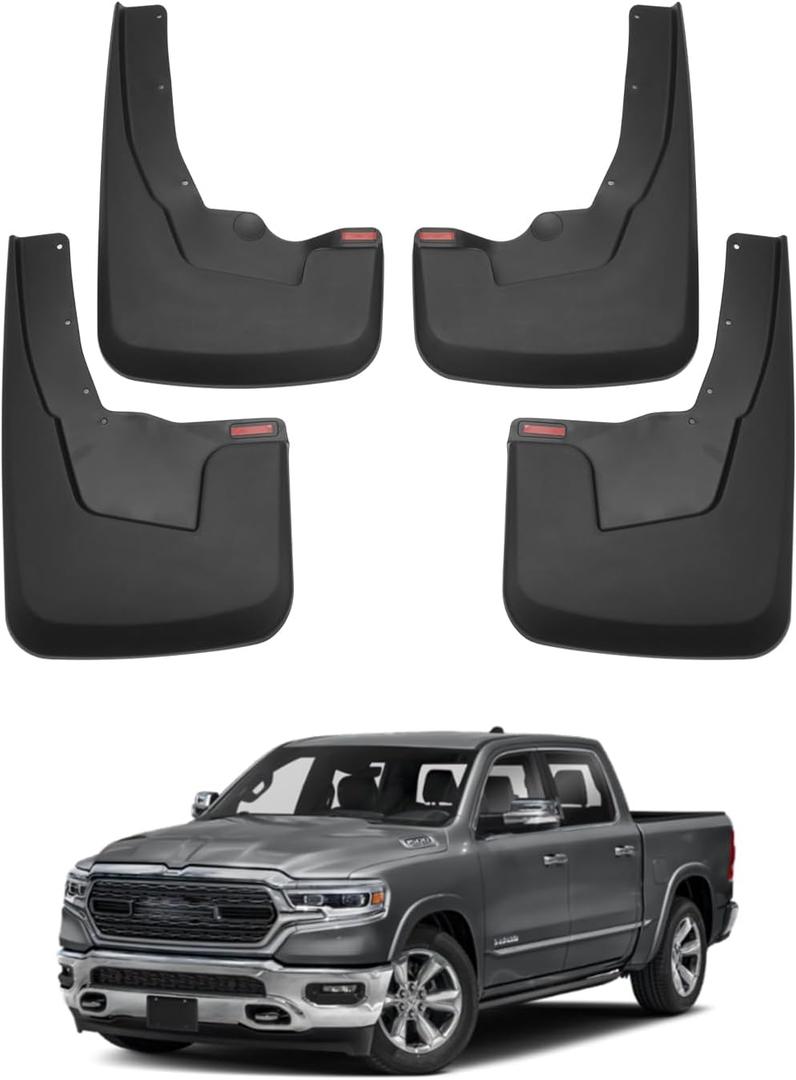 Autorder Mud Flaps Splash Guards for 2019-2022 2023 2024 Dodge Ram 1500 Accessories Mudflap Fender Flares Front and Rear Mud Guard Set 4PCS (with OEM Fender Flares, NOT Classic or TRX Models) (19-24 With OEM Fender Flares)