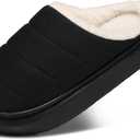 SHIBEVER Fuzzy Slippers Women Indoor: Memory Foam Warm House Shoes - Slip On Closed Toe Comfy Bedroom Slippers Women Black Size 8.5-9.5