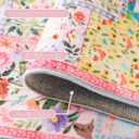 2 x Pink Floral Kitchen Rugs Set of 2 Cute Farmhouse Floor Mats Soft Non Slip Cushioned Washable Kitchen Rugs for Home Entrance Laundry Office Sink Spring Summer Decor, 17 x30 +17 x47