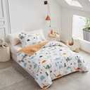 Joyreap 3-Piece Cotton Quilt Set Full/Queen, Cute Dinosaur Reversible Design for Kids Boys n Girls, Breathable Quilt Bedspread Bed Cover for All Season, 1 Quilt and 2 Pillow Shams- 90x90 inches