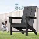 Modern Adirondack Chair, HDPE Plastic Patio Chairs for All Weather, Fire Pit Chair, Outdoor Lawn Chairs for Deck, Porch, Backyard, Garden, Black (M-1 Pack)
