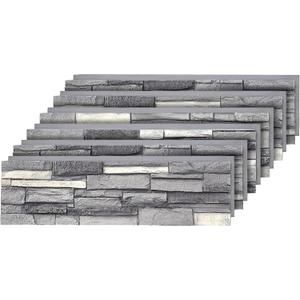 6-Pack Faux Stone Wall Panels, Exterior Interior, Fogstone, Full Panel