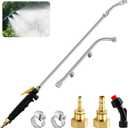 Pump Sprayer Wand with 3 Types of Nozzles, Fan Nozzle Replacement Sprayer Wand, Stainless Steel Sprayer Wand Replacement with 1/4" & 3/8" Brass Barb and 2 Hose Clamps (Plastic Handle)