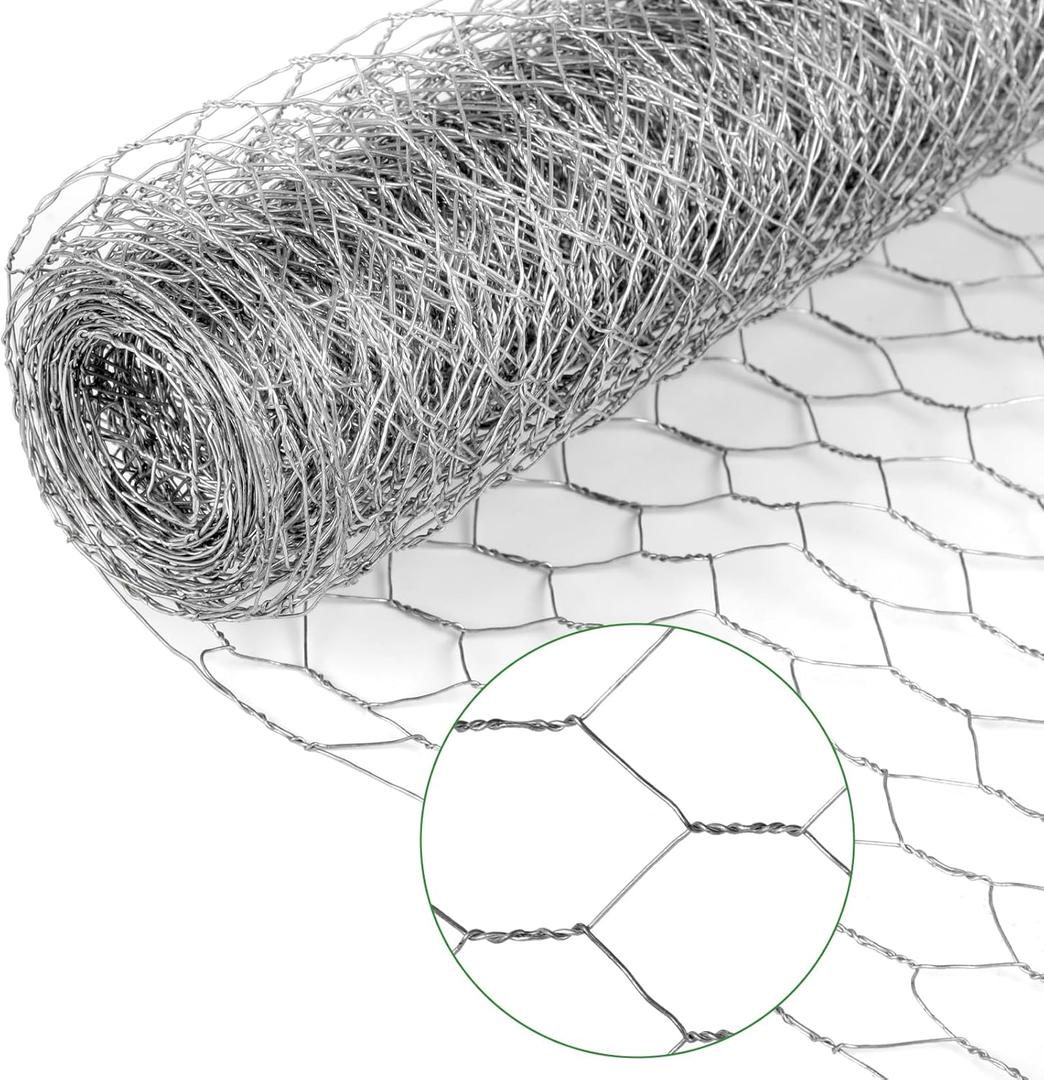 Chicken Wire Mesh,13.7"169" Poultry Wire Netting,1" Hole Size Hexagonal Galvanized Chicken Wire Mesh Fencing,Outdoor Anti-Rust Garden Animal Barrier Fence for Chicken Coop Barrier Rabbit Cage