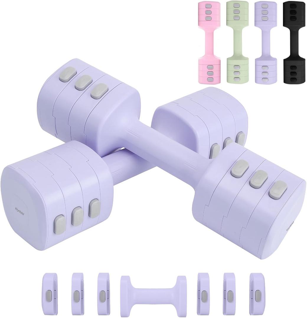 Adjustable Dumbbell Set of 2, 4 in 1 Free Weights Dumbbells Set for Women with Fast Adjustment, Each 2lb 3lb 4lb 5lb Hand Weights Set for Home Gym & Outdoor Exercise Training (Purple)