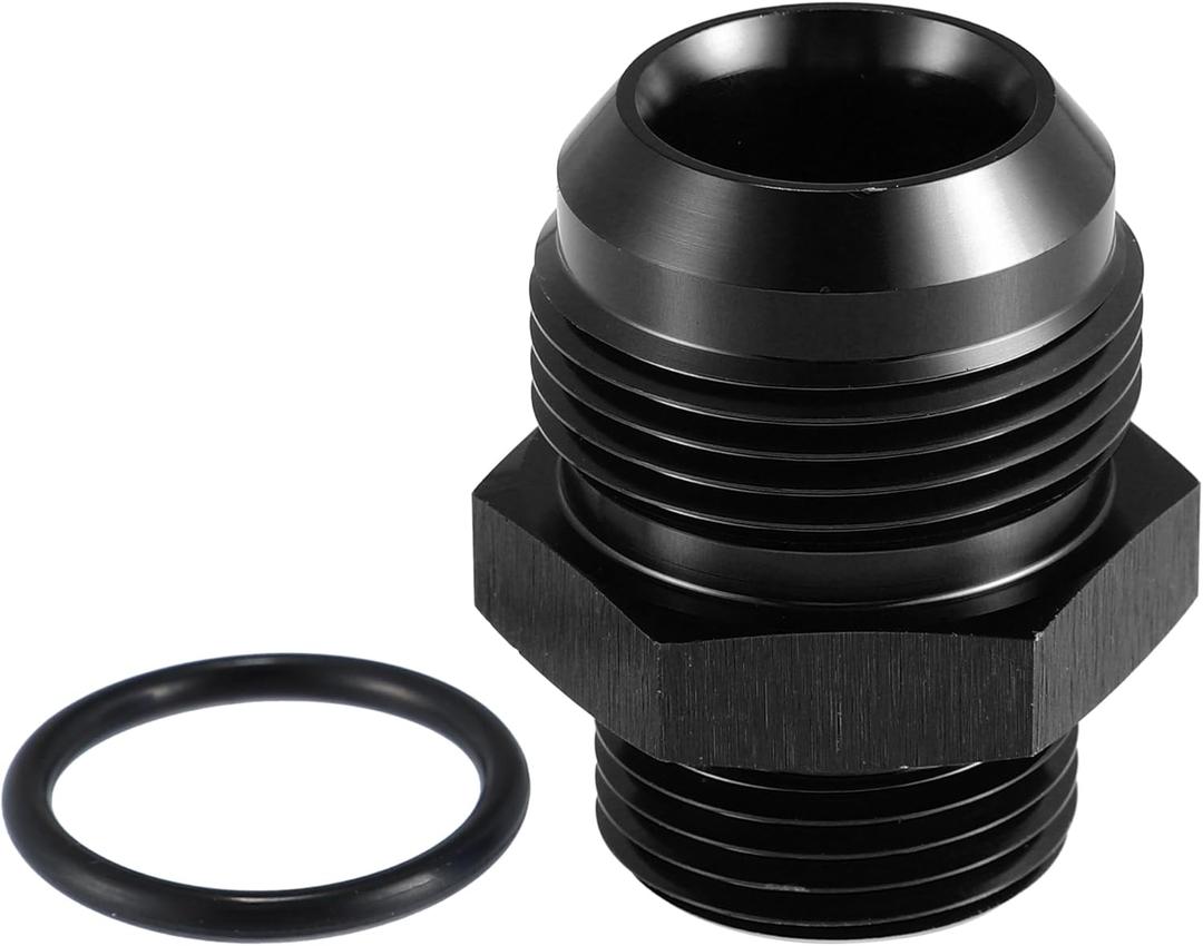 X AUTOHAUX 16AN Flare to 12AN ORB O Ring Port Male Fuel Pump Rail Adapter Fuel Fitting Adapters for Car Aluminum Alloy Black