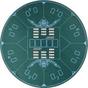 AQQA 47 Inch Round Poker Mat - Round Texas Hold'em Poker Mat - Non-Slip Foldable Table Mat - Texas Hold'em Poker Table Top Game Mat for Play Cards, Poker Games, Blackjack, Casino (Blue and Blue)
