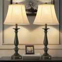 AIDENOEY 28.5'' Farmhouse Table Lamp Set of 2, Bedside Lamp with Silk Shade