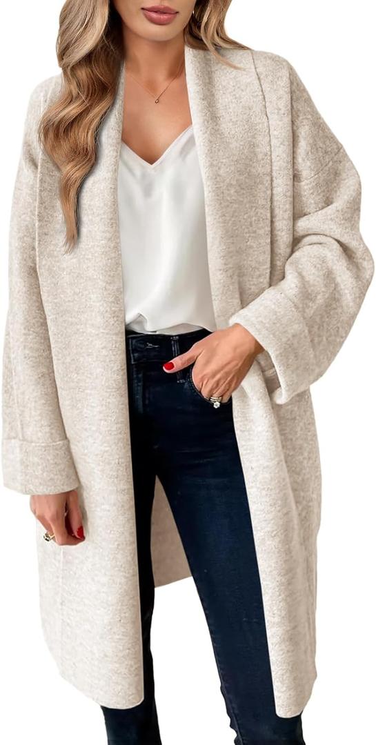 Saodimallsu Womens Long Cardigan Sweaters Chunky Open Front Oversized Slouchy Knit Fall Trendy Coatigan Jackets (Small, Apricot)