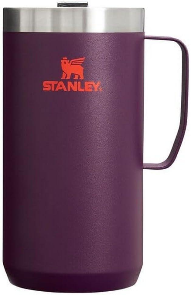 Stanley Stay-Hot Camp Mug 24 oz | Press Fit Drink Through Lid | Cup for Coffee, Tea and Drinks | Insulated Stainless Steel Coffee Mug | BPA-Free | Plum