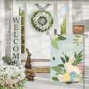 3 x AVOIN colorlife Happy Easter Garden Flag 12x18 Inch Double Sided Outside, Bunny Rabbit and Eggs Floral Yard Outdoor Flag Blue