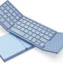 seenda Foldable Bluetooth Keyboard for Travel, Tri-Folding Wireless Rechargeable Multi-Device Portable Keyboard with Touchpad, for Laptop iPad Tablet PC Smartphone Windows iOS Android, Blue