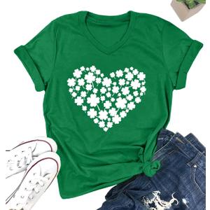 St. Patrick Day Shirt Women Irish Shamrock Shirts Patrick Clover Tshirt Shenanigans Lucky Tops (XL)