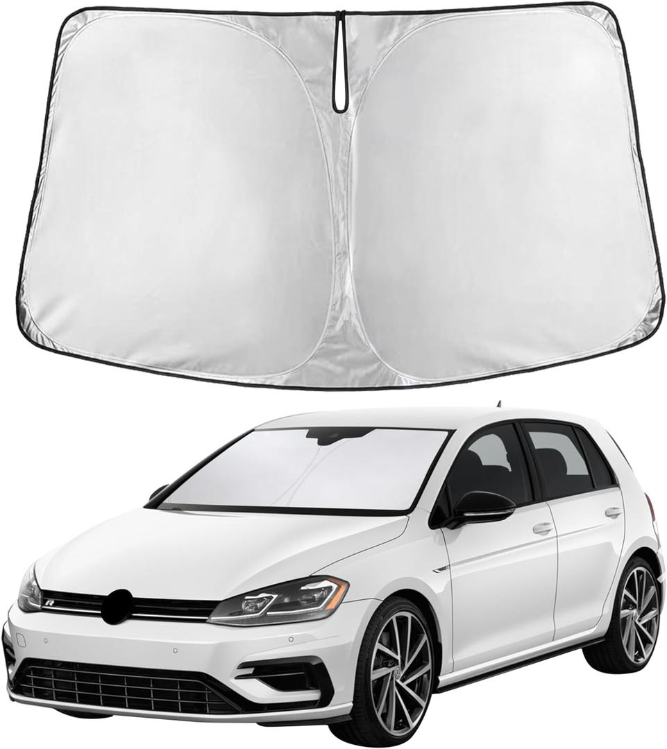 EcoNour Windshield Sunshade Compatible for Volkswagen VW Golf MK7 2013-2016 2017 2018, Sun Visor for Front Windshield & Window Sun Shade Cover, UV Heat Blocker & Protector, Car Accessories