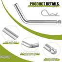10 Pack Replacement 5th Wheel Pins & Clips, 1/2-inch Diameter Galvanized Pin and Clips for Wheel Hitch Rail Gooseneck Hitches