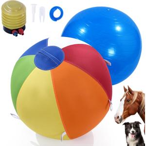 BALAPET Herding Ball for Dogs Horse Ball & Ball Cover 25" Ball for Horses Large with Hand Pump Dual Layered Herding Dog Ball Herding Balls for Cattle Dogs,Australian Shepherd(Colorful)