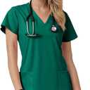 Scrub Tops for Women - V-Neck Top Scrubs with 4 Pockets, Soft Fabric Womens Medical Scrub Top, Easy Care (Green, S)