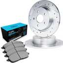 R1 Concepts Rear Brakes and Rotors| Automotive Replacement Brake Kits| Rear Ceramic Brake Pads and Rotors Kit| Fits 2015-2019 Hyundai Sonata; 2014-2016 Kia Cadenza; 2016-2020 Kia Optima