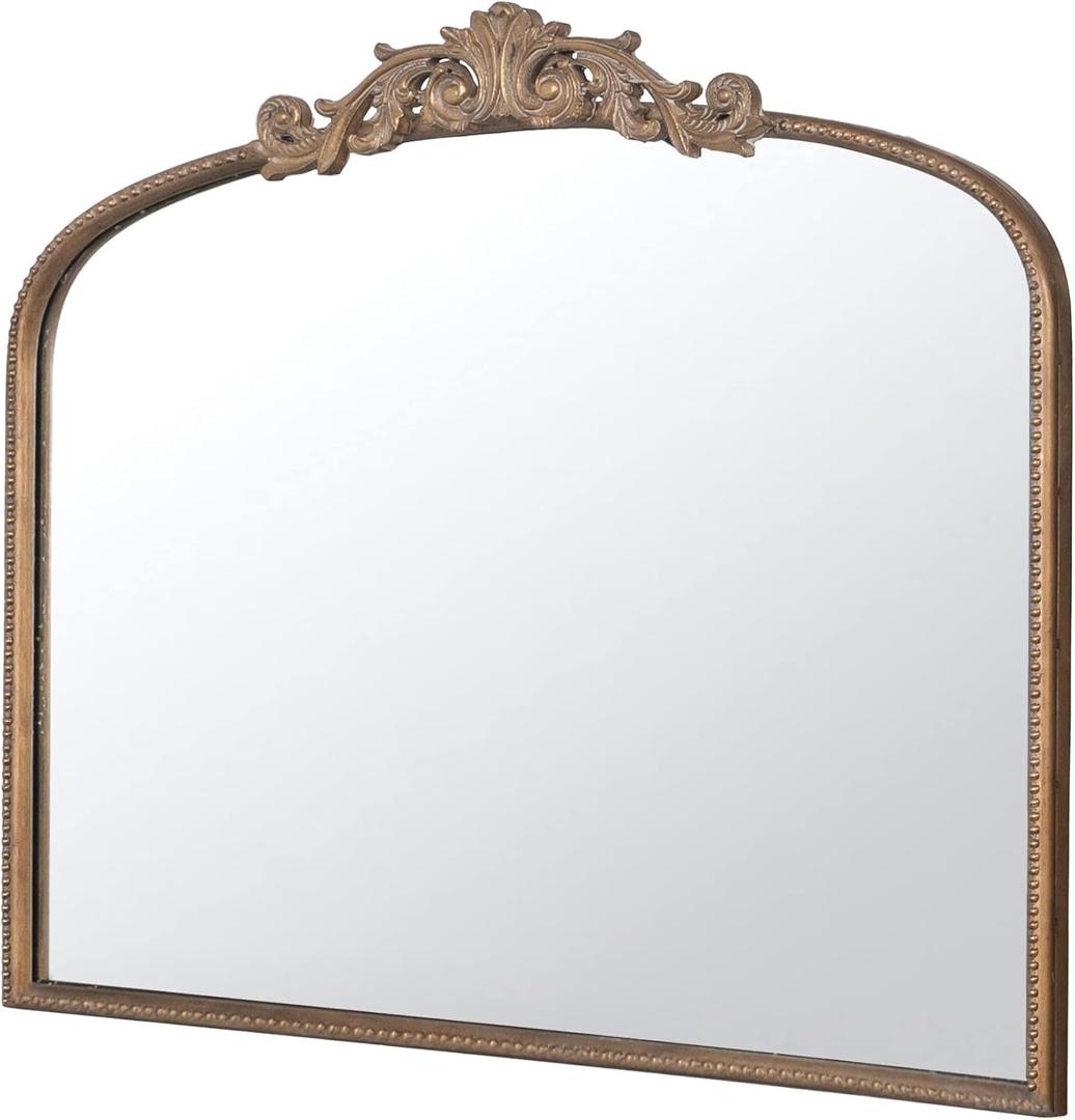A&B Home Arched Vertical Mirror-Wall Mirror with Gold Metal Frame, 40"x31" Large Arch Mirror for Bathroom Bedroom Living Room