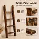 50 Inch Wood Bunk Bed Ladder, Solid Pine RV Bunk Ladder with 3.7 in Wide Flat Steps, Screw-Fixed Brackets, Non-Slip Pads, Replacement Wooden Ladder for Camper Motorhome Loft Bed, Torched Brown