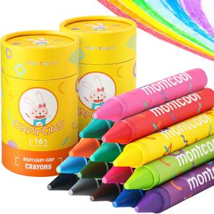 2 Pack Jumbo Crayons (32 Pieces, 16 Colors), Washable Non Toxic Easy to Hold Large Crayons
