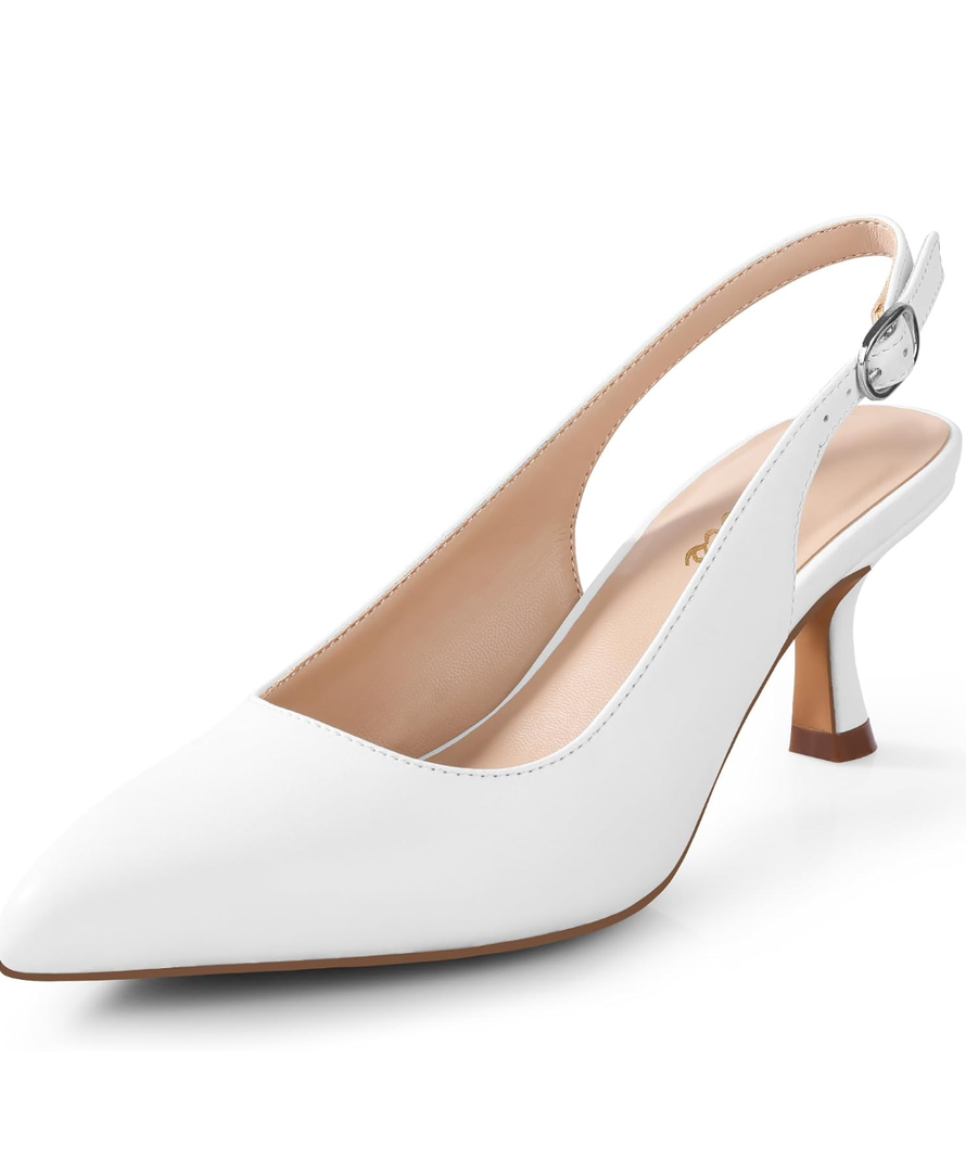 Ankis Slingback Heels for Women Closed Toe Women's Pumps Kitten Heel Wedding Party Casual Dress Shoes, 8