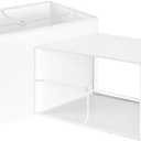 GOSO Small Rectangular Lamp Shades for Table Lamps & Wall Lamp Set of 2, 6.7 x12.6 x8 Inch Spider White Texture Rectangle Lamp Shade Modern & Rustic Square Linen Fabric Lampshade Replacement