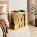 Gold Bathroom Trash Can,Luxury Ceramic Hand Carved Decor Garbage Can,1.32 Gallon/5 Liter Stylish Small Waste Basket for Bathroom,Office,Party,Room
