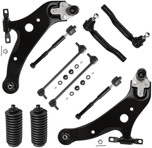 Detroit Axle - 10pc Front End Suspension Kit for Toyota 2011-2020 Sienna | 2 Lower Control Arms with Ball Joints 4 Inner Outer Tie Rods 2 Sway Bar Links 2 Boots Replacement