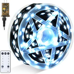 Joiedomi 600 LED Christmas Lights Outdoor,198 FT Cool White Christmas Tree Lights with 8 Modes Timer, PVC Green Wire String Lights with Reel for Indoor Outdoor Holiday Xmas Eve Night Decorations