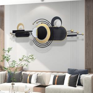 Wall Art ,Modern Creative Geometric Circular Metal Wall Sculptures, 58"18" Large Black 3D Metal Wall Art Hanging Sculptures for Living Room Dining Room Bedroom, Home Decor for Apartment Bedroom Abstract Art
