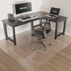 Chair Mat for Hard Floors, tixpol 60"x75" Office Chair Mat for Hardwood Floor, Non-Slip Plastic Floor Mat for Chairs, Vinyl Hard Floor Protector Under Desk Mat for Home Office, Play Mat (Clear)