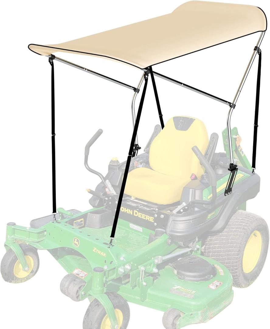 Lawn Mover Canopy For Cub Cadet, Zero Turn Mower Cover with Heavy-Duty Waterproof Fabric UV Protection Universal Fit for Lawn Mowers Brand John Deere Bad Boy Toro Gravely, Bimini Top Straps Attachment