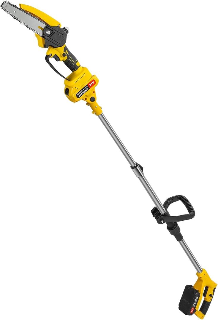2 in 1 Cordless Pole Saw & Mini Chainsaw 6-inch Brushless Electric Chain Saw with 2 x 1.5Ah Battery 5.9 Feet MAX Reach Pole Saw for Tree Pruning Aerial Logging Landscaping yellow