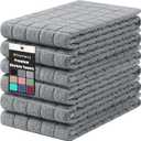 Homaxy Premium Cotton Kitchen Towels 16"x 28", Large Natural Ring Spun 390 GSM Dish Towels, Super Absorbent Terry Kitchen Hand Towels, Soft Tea Towels with Hanging Loop, Pure Grey Design, 6 Pack