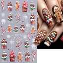 6 Sheets Christmas Nail Art Stickers Self-Adhesive 3D Christmas Tree Santa Claus Nail Decals Winter Nail Stickers Snowflake Snowman Penguin Elk Nail Design Christmas Stickers for Women Nail Decoration