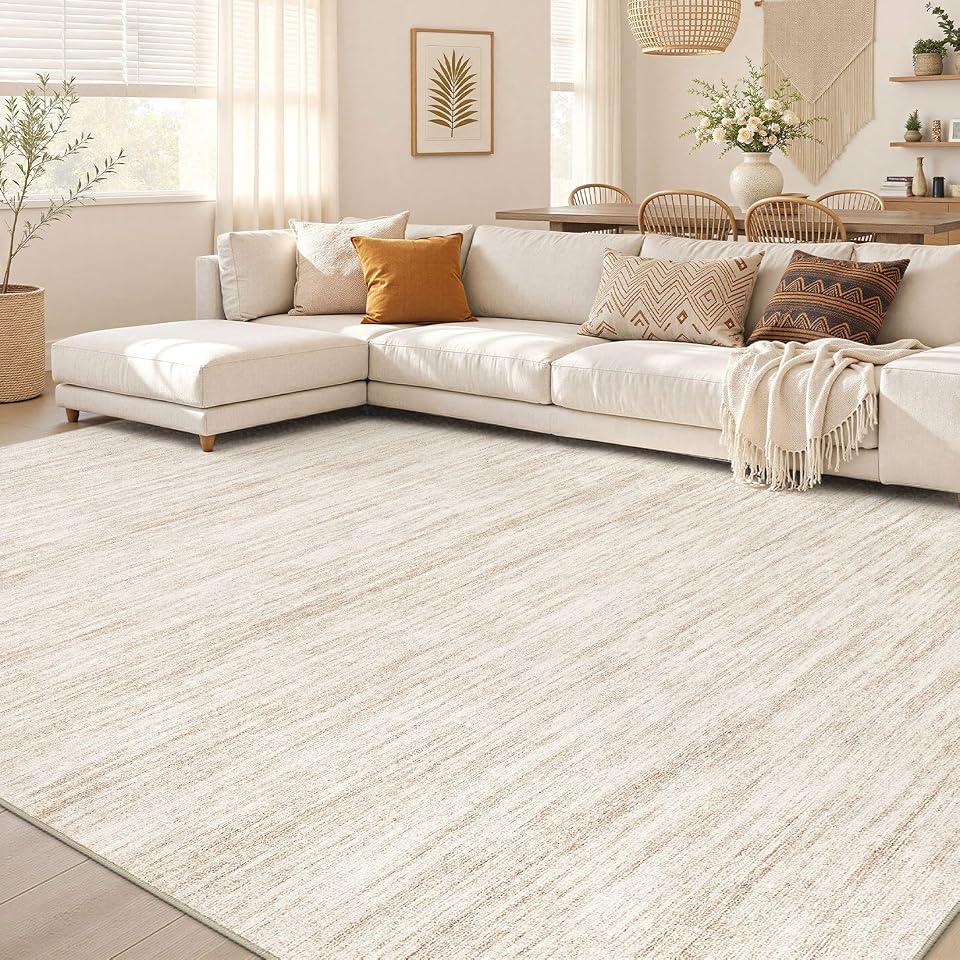 Nakagishi Boho 8x10 Area Rug Living Room Rugs Machine Washable Beige | Soft Underfoot, Stain Resistant, Carpet for Bedroom/Kitchen/Entryway/Hallway, Bathroom Pet & Kid Friendly Moroccan Farmhouse