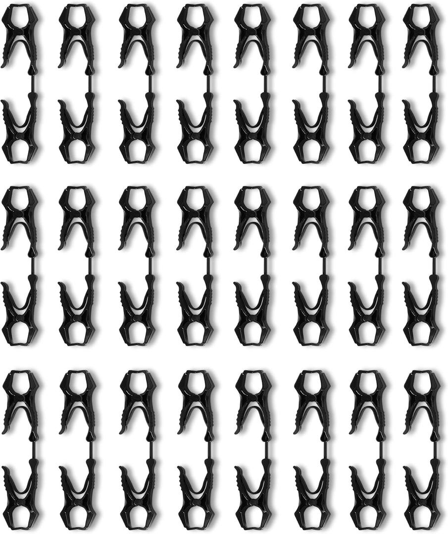 Amazon Basics Glove Clips for Work Gloves, Secures to Clothing or Belt with Snag-Free Breakaway Design, Black, 24-Pack