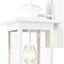 Emliviar Outdoor Wall Lighting, 18" Exterior Lights for House, Black and Gold Finish with Seeded Glass, 1810-BW2-R