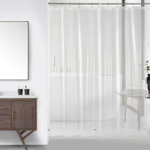 Short Shower Curtain Liner 60 Inch, Clear Peva Plastic Waterproof Small Bathroom Curtain Sets with 3 Bottom Magnets and 12 Metal Hooks 60'' W x 60'' H