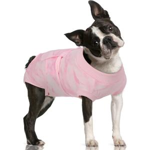 FUAMEY Recovery Suit for Dogs After Surgery,Soft Breathable Dog Bodysuit E-Collar & Cone Alternative Surgical Suit,Male Female Dog Neuter Spay Suits Anti Licking Wounds Onesie Pink Tie Dye L