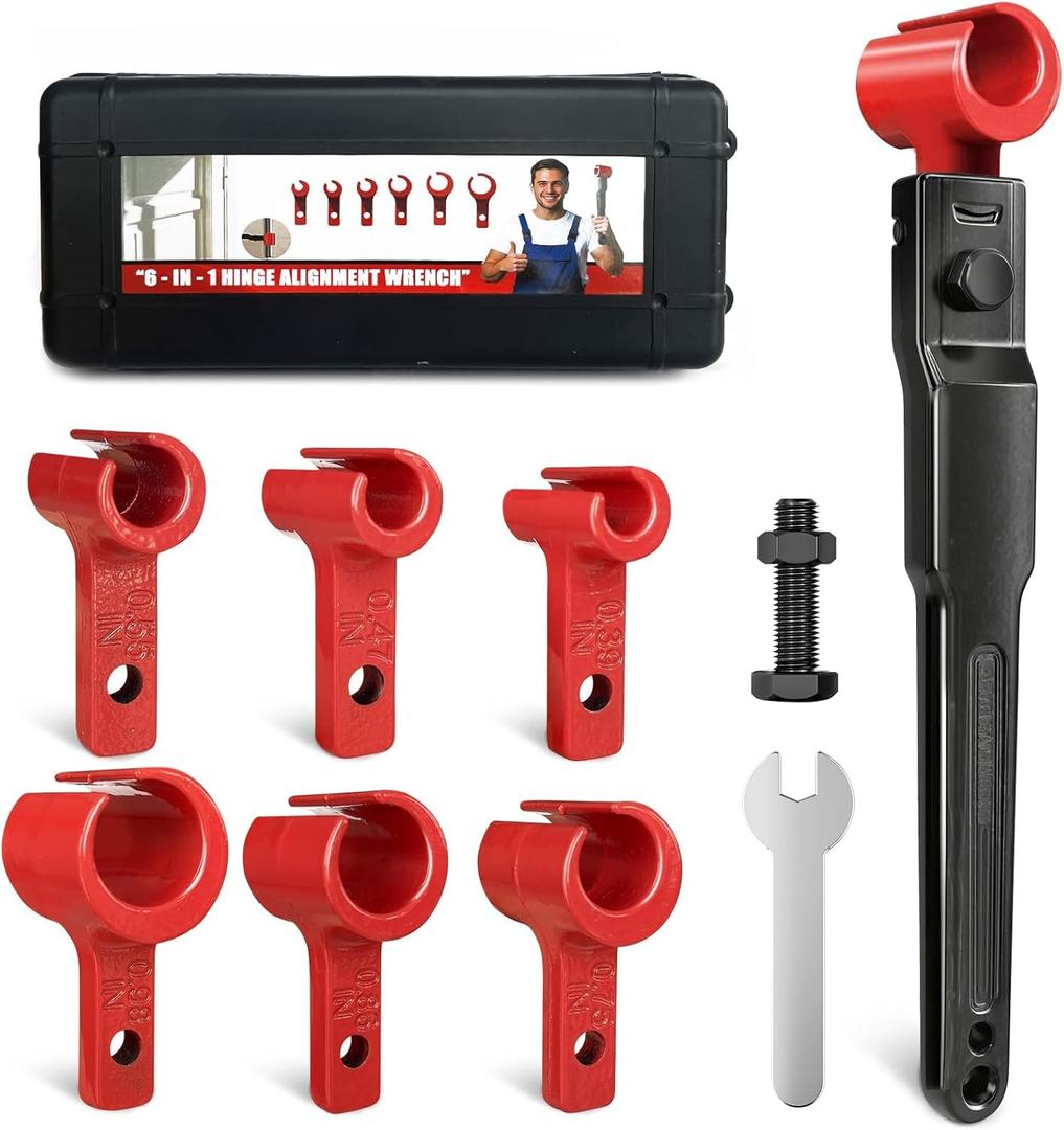 6 in 1 Door Hinge Adjustment Tool Multi-Size Hinge Gap Adjusting Wrench Kit Heavy Duty Door Hinge Repair Tool for Residential and Commercial Use