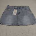 ELLEVEN Stretchy Mini Jean Skirt for Women,Low Waist Denim Skirts with Pockets L