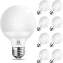 Vanity Globe Light Bulbs G25 LED for Indoor Bathroom Mirror Living Area, 5000K Daylight, Dimmable 600 Lumens, 6W, E26 Base, Round Frosted Classic Ambient Decorative Bulb, ETL Listed, 8-Pack