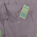 YEXPINE Women's Tunic Mini Shirt Dress Cotton Linen Long Sleeve Button Up Ruffle Hem Loose Casual Summer Pockets Shift Dress (Purple, XS)