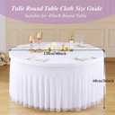 Wish Care White Tulle Tablecloth 48 Inch Spandex Elastic Round Table Cloths Ruffle Tutu Tulle Skirt 4ft Wrinkle Free Stretch Fitted Round Table Cover for Wedding Birthday Party Banquet Cake Events
