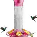 Birdream Hummingbird Feeder for Outdoors Hanging 10 Ounces 5 Feeding Ports, Plastic Hummingbird Feeders with Ant Moat Leak Proof - Pink