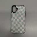 Compatible with iPhone 16 Plus Case Wallet with Card Holder, Flip PU Leather Built-in Card Slots, Kickstand and Shockproof Case for iPhone 16 Plus 6.7 inch Women Men (Green Checkerboard)