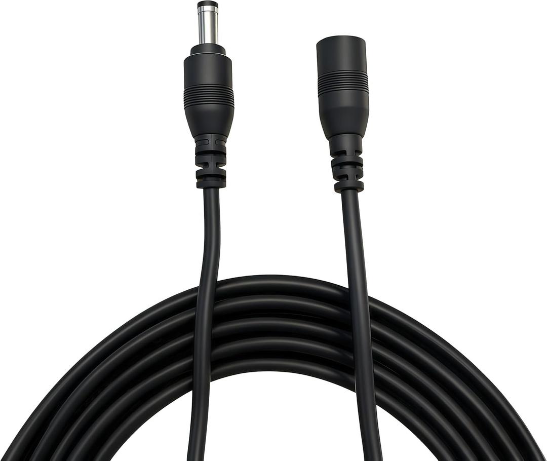 DC Power Extension Cable, 5.5mm x 2.1mm, Security Camera Power Cord, Black (1, 3M/9.8ft)