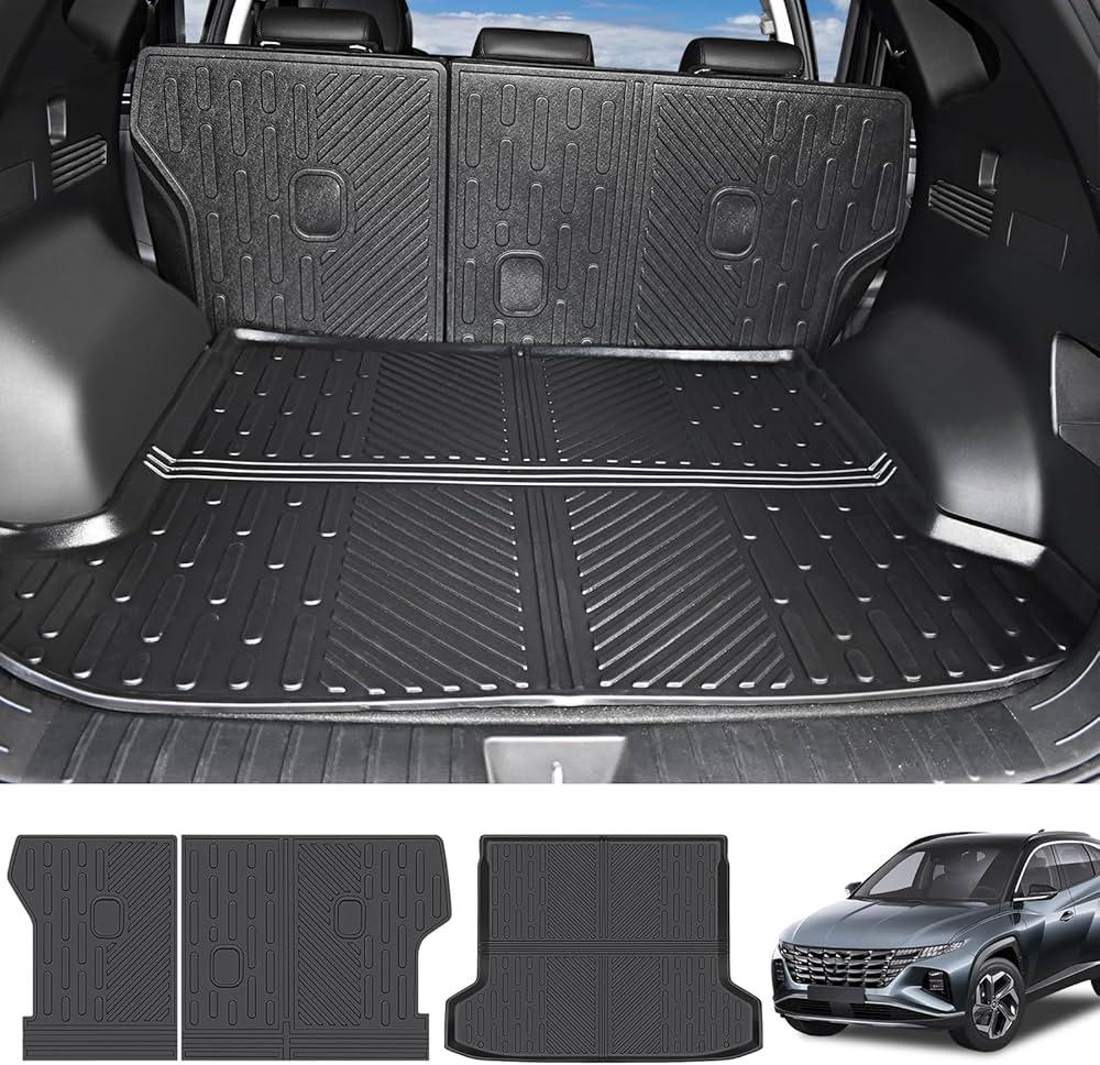 Utiiy Cargo Mat Fit for 2022-2024 Hyundai Tucson Cargo Liner TPE Trunk Mat All Weather Seats Back Protector for Hyundai Tucson Accessories(Cargo Mat+Backrest Mat, Fit with Optional Bose Premium Audio)